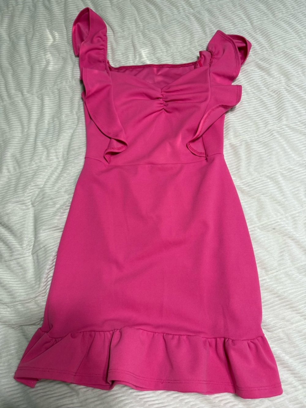 Bright Pink Ruffle Mini Dress